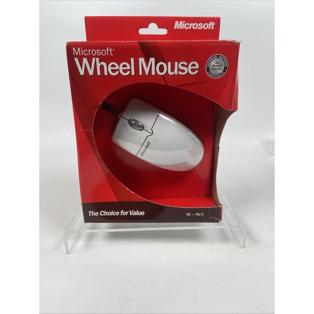 Microsoft Wheel Mouse 1.0 Vintage Wired PS/2 Mouse White New Sealed